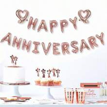 18 件周年快乐套装周年快乐爱心铝膜气球适用于周年纪念日室内外装饰，营造周年纪念氛围，圣诞节 - 彩色 - 查看 9