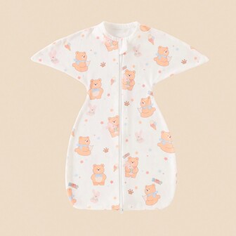 cottgoods 1 pièce Sac de couchage bébé anti-sursaut avec imprimé de dessin animé, doux et agréable à la peau, convient pour le printemps et l'été