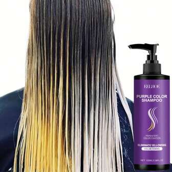 100ml 紫色洗发水，含胶原蛋白和椰子油精华，黄色和黄铜色去除剂，为染色头发保湿和强化，适合所有发质，男女通用，是金发、银发和染发、节日、女朋友、妻子、母亲的完美礼物