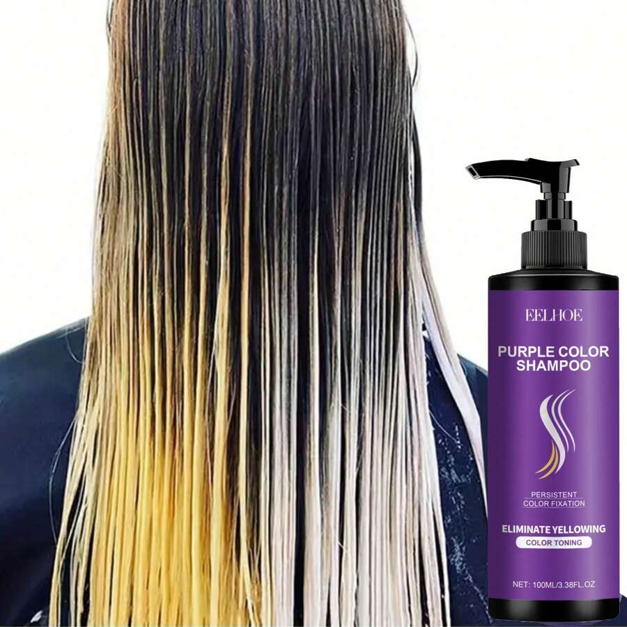 EELHOE 100ml Purple Shampoo, With Collagen & Coconut Oil Essence, Yellow & Brass Remover, Moisturizing And Strengthening For Colored Hair, Suitable For All Hair Types, Unisex Adult, Perfect Gift For Blonde, Silver And Dyed Hair, Holidays, Girlfriend, Wife, Mother - Purple - View 1
