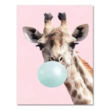 1张墙面艺术海报，动物图案，长颈鹿熊猫泡泡海报，可爱房间装饰画，防水材质，未折叠，可选画框 - 彩色 - 查看 18