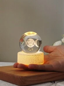 1 szt. Unisex LED Khaki podstawa świecąca podwójny półksiężyc i pentagram kryształowa kula stołowa mała nocna dekoracja światła kula najlepsze prezenty