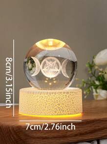 1 szt. Unisex LED Khaki podstawa świecąca podwójny półksiężyc i pentagram kryształowa kula stołowa mała nocna dekoracja światła kula najlepsze prezenty