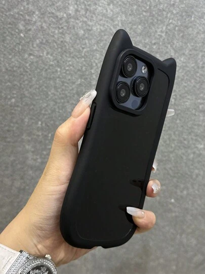可爱猫耳简约优质黑色软手机壳适用于 17 Pro Max/17 Pro/17 Air/17/16 Pro Max/16/16 Pro/16 Plus/16e/15/15 Pro Max/15 Pro/15 Plus/11/12/13/14 Pro Max/11 Pro/11 Pro Max/12 Pro/12 Pro Max/13 Pro/13 Pro Max/14 Pro/14 Pro Max/14 Plus，创意设计
