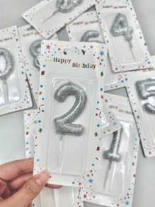1pc New Pink Blue Decoration Powder Bright Shiny 0-9Numbers Birthday Cake Party Wedding Decoration Candle, Birthday Candle - Multicolor - View 45