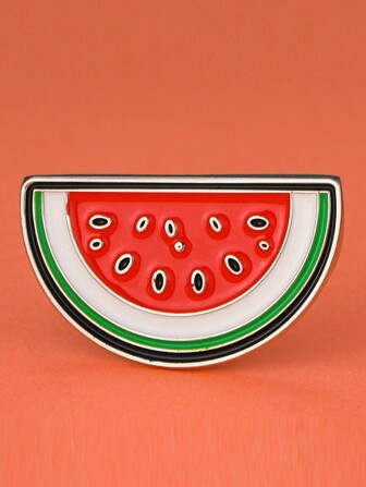 1pc Cartoon Watermelon Brooch, Zinc Alloy Badge, Suitable For Casual Decoration Of Backpacks And Hats, Fashionable Jewelry, Suitable As A Gift For Friends
