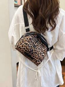 One Piece, Fashion Casual Everything, Crossbody Shoulder Bag, Leopard Print Pu Shell Bag, Suitable For Ladies Leisure Street And Daily Commute