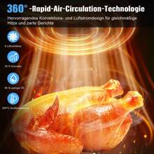 Heißluftfritteuse ohne Öl Air Fryer 4L  1200W- Heissluftfriteuse mit  Sichtfenster | Friteuse Airfryer ohne Öl mit Digitalem Led Touchscreen/Timing(1-60MIN),Touch Control 8 Programmen