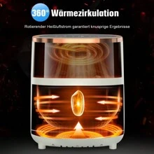 Heißluftfritteuse ohne Öl Air Fryer 4L  1200W- Heissluftfriteuse mit  Sichtfenster | Friteuse Airfryer ohne Öl mit Digitalem Led Touchscreen/Timing(1-60MIN),Touch Control 8 Programmen