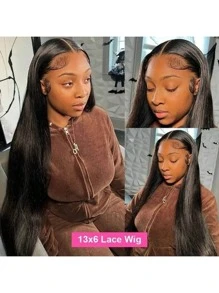 bling hair Perruque Lace Frontal Wig naturelle brésilienne lisse, cheveux longs, Remy, pre-plucked, 13x4, 13x6, Transparent HD, 30 34 pouces