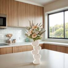 NJCHARMS 1PC White Heart Shaped Ceramic Vase, Heart Shaped Vase, Bohemian Vase, Valentine's Day Decorations Vase, For Office, Bedroom, Mantelpiece And Other Desktop Decorations, Decorative Choices Ideal For Weddings Special Occasions Rama Rama Gifts Birthday Graduation Home Decor Room Decor Flower Vase Glass Vase