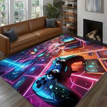 1pc Colorful & Stylish Gaming Themed Area Rug, Interesting Cartoon INS Inspired Rectangle Soft Anti-Slip Carpet, Suitable For Outdoor, Entryway, Living Room, Bedroom, Laundry Room, Bathroom, Game Room, Machine Washable, Household Decoration