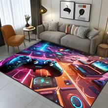 1pc Colorful & Stylish Gaming Themed Area Rug, Interesting Cartoon INS Inspired Rectangle Soft Anti-Slip Carpet, Suitable For Outdoor, Entryway, Living Room, Bedroom, Laundry Room, Bathroom, Game Room, Machine Washable, Household Decoration