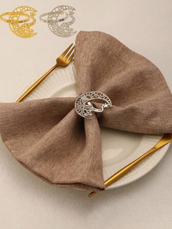 1-3 件装饰性空心月亮星餐巾环、桌面餐巾架