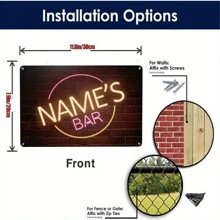 Customizable Neon Effect Metal Sign - Personalize With Your Name Or Text, Vintage Style Home Decor Plaque, 8x12 Inches,Multi-Functional, Ornamental,Reusable,Exquisite,Stylish,High-Quality,Colorful,Modern,Custom,Personalized,Unique,Summer Holiday