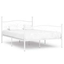 White Metal Bed Frame With Slatted Base For 140x200 Cm Mattress Supportbathroom Decor Summer - White - View 1