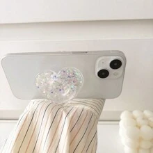 Creative Heart-Shaped Glitter Airbag Phone Stand, Laser Holographic Glitter Heart Shape Foldable Slouchy Phone Holder Stand Compatible With IPhone, Android Phone, Gift For Birthday, Family, Friends Push-Pull Phone Grip, Phone Accessories