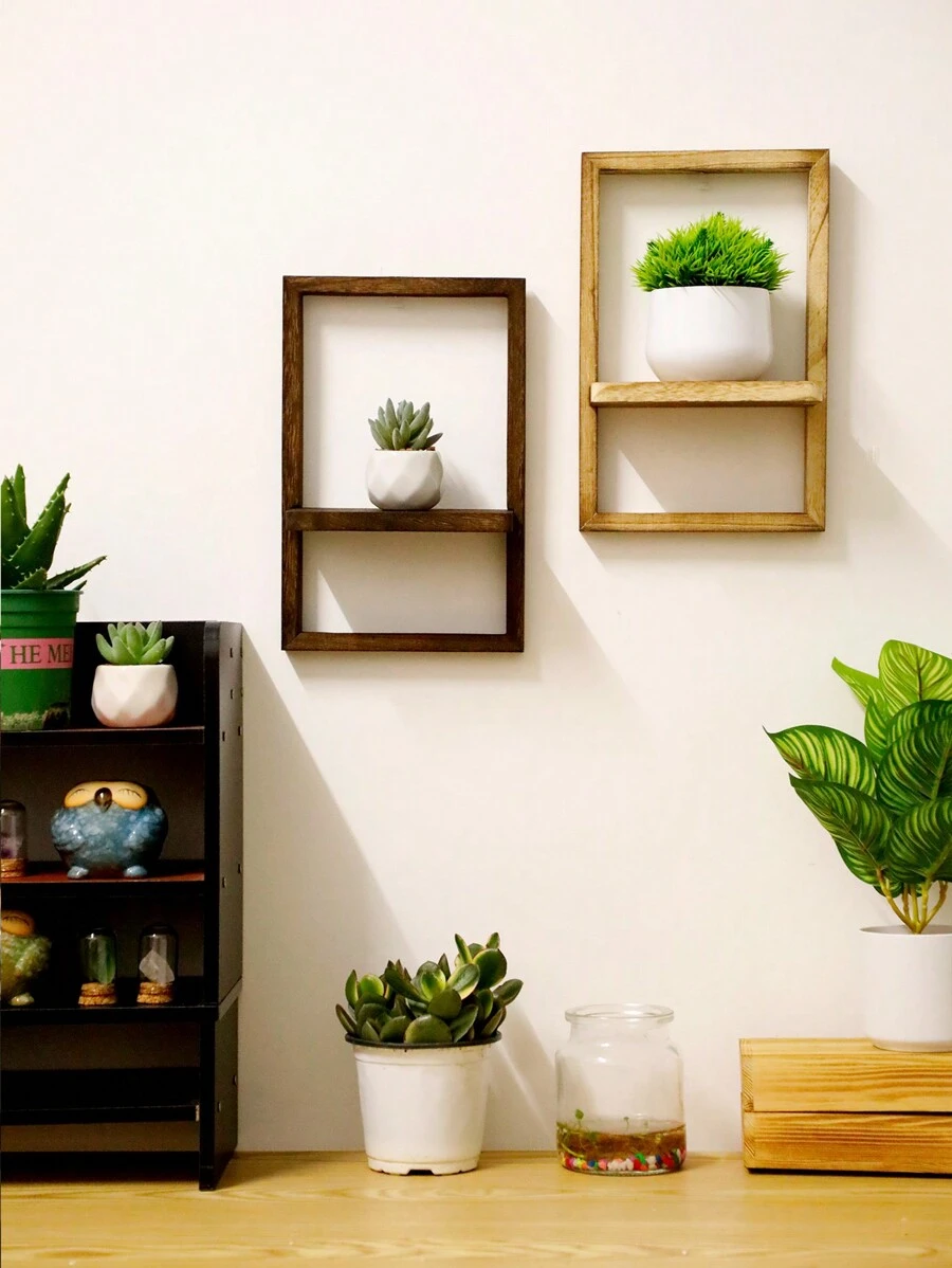 1 件木质浮动搁板，质朴木质搁板，用于墙壁储物，壁挂式木质展示架，适用于卧室厨房，壁挂式搁板，卫生间上方的墙壁搁板，小型壁挂式农舍装饰、家居装饰、房间装饰、墙壁装饰 - 置物架 - 查看 1