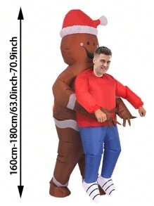 Costum gonflabil de Crăciun Gingerbread Man 1buc, ținută Cosplay cu caracter amuzant