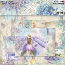 JAI IMAN 8 件大尺寸（8.27*5.83 英寸）浪漫夏日假期清新风格带薰衣草图案期刊材料、DIY 纸工艺、剪贴簿用品、用于礼品包装、爆炸盒、贺卡