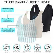 Faja de medio pecho, sujetador de compresión, diseño de jersey para mujeres transgénero FTM - Negro - Ver 4