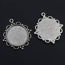 5pcs Fits 30mm Round Cabochons Pendant Blank Base Setting DIY Jewelry Making Accessories Findings - Ancient Silver - View 2