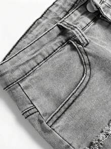 Jeans de mezclilla con flecos elásticos de moda para adolescentes