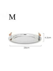 1PC Nordic Home Storage Tray z drewnianym uchwytem Taca na herbatę Pulpit Kawa Przekąski Wykończenie Taca Talerze obiadowe ze stali nierdzewnej Najlepsze prezenty Urodziny Akcesoria kuchenne Wystrój kuchni Tace stołowe Taca na owoce Wystrój tacy