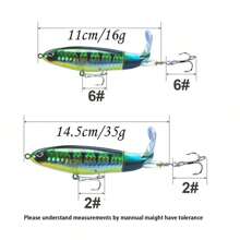 Fishing 4pcs 16g Topwater Fishing Lure Pencil Plopper Fishing Lures For Bass Catfish Pike Perch Top Water Bass Bait Lure With Propeller Tail Pencil Floating Lure Freshwater Or Saltwater