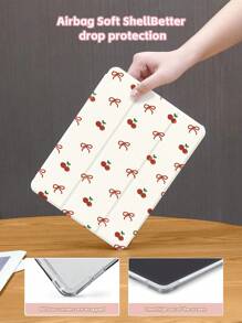 Cherry Bow Pattern Case Compatible With IPad 10.2 Inch 2021/2020 IPad 9th/8th Generation,Compatible With Samsung Galaxy Tab A8 10.5 Inch 2022,Compatible With Huawei Matepad 10.4/ Tab Cover,With Pen Holder,Supports Automatic Sleep/Wake Lid