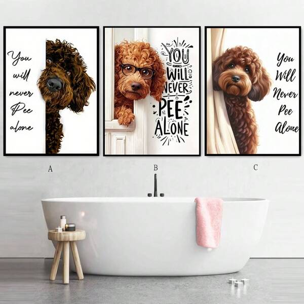 1pc/3pcs Set Humorous And Fun Animals Canvas Poster,The Ideal Decoration Choice For The Bathroom - Office, Cafe,Hotel, Dormitory Wall Decoration,Home Decoration,NO Frame/Framed