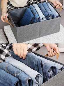 2pcs/Set Foldable & Stackable Storage Boxes, Portable Handheld Storage Containers For Clothes, Toys, Decorations, Office Supplies, Suitable For Wardrobe, Desk, Shoe Rack, Home, Bedroom, Office