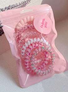 Set de 6 coleteros elásticos para el cabello con diseño de cables de teléfono degradado como accesorios para el cabello de niñas