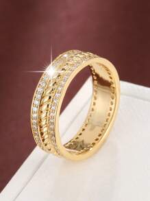 1 Stück Ring mit doppelter Reihe Zirkonia Design für Damen