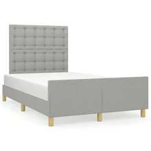 Cadre de lit en tissu gris clair 120x190 cm, sans matelas inclus, design moderne