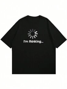 Hombres talla grande Camiseta con estampado de slogan