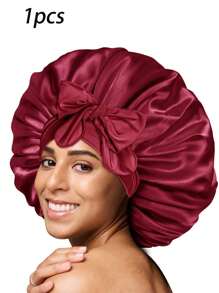 1 Stück dehnbares Haarband mit Schleife & Rüsche Akzent, einfarbige Breite Krempe Schönheitssalon/Friseur Kappe