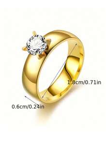 2 piezas Anillos de acero inoxidable de moda, elegantes anillos de pareja con diamantes de imitación de para regalo de boda o aniversario