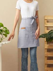 قطعة واحدة من مريلة الطباخ مريلة عمل المطبخ متعددة الألوان مريلة بستره متوسطة الطول مناسبة للجنسين مع جيبين