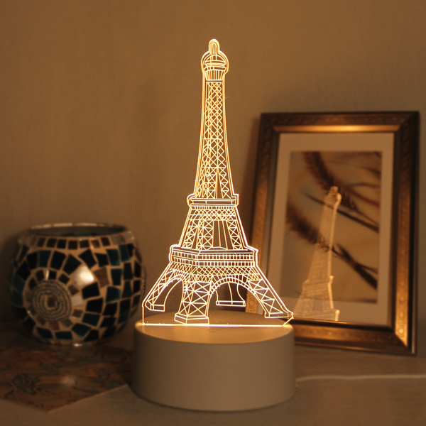 1 Pc Eiffel Tower 3D Night Light, Paris Tower Decorative Night Lamp, USB Powered Desktop Table Light