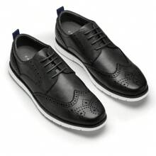 Mens Dress Shoes Casual Oxford Shoes Dress Sneakers Comfortable Business Wingtip Brogue Office Shoes - màu đen - Xem 3
