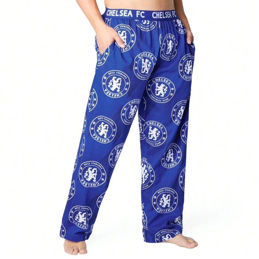 Chelsea F.C. Pyjama Comfy Nightwear Bottoms Lounge Wear Cotton PJ Gift - Blue - View 1