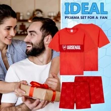 Arsenal F.C. Pyjama Set Short PJ Lounge Comfy Sleepwear Breathable Soft Nightwear Football Gift - Red - View 2
