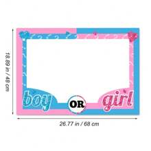 1pc Gender Reveal Birthday Party Handheld Photo Paper Frame, Pink Photobooth Prop, Party Supplies Birthday Shower Party Decoration,Christmas