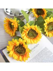 7pcs, Realistic Sunflower Flower For DIY Crafts And Home Decor - Blooming Indoor/Outdoor Faux Flower For Bridal Bouquet And Table Decor.