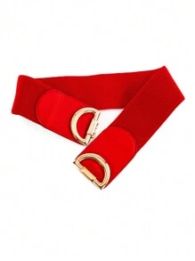 1 件女式宽腰带闭合松紧腰带金属扣装饰复古高腰连衣裙腰带，黑色 - 腰封 - 查看 8