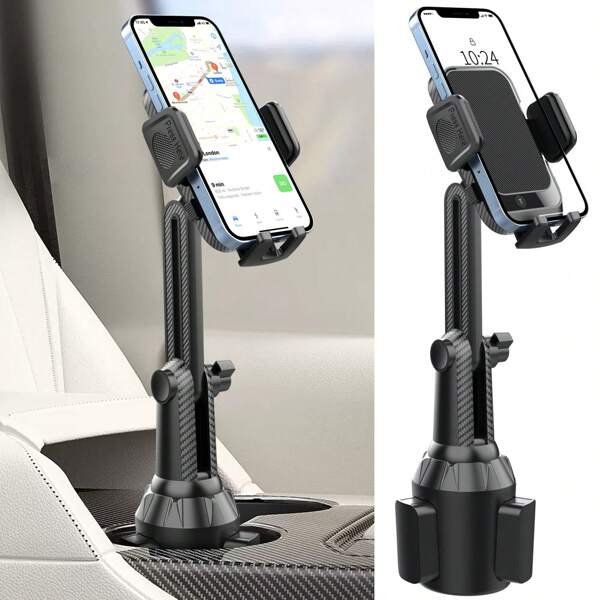 Support de téléphone pour voiture universel avec support de tasse, pas de secousse, base extensible pour voiture et camion, support réglable, compatible avec et tous les téléphones de 4 à 7 pouces, compatible avec , téléphone Android, cadeau pour anniversaire, famille, amis, accessoires automobiles, support de téléphone pour voiture