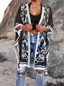 Curve Summer Beach Plus Size Beach Outfits Short Sleeve Kimono