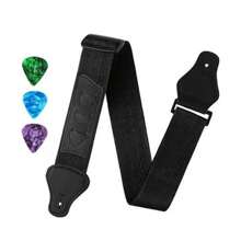 1 件吉他背带，带 3 件吉他拨片，贝斯吉他背带，带吉他拨片架，编织尼龙肩带 - 彩色 - 查看 3