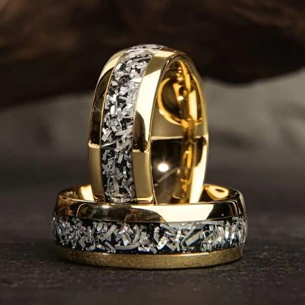 1 pieza Anillo de acero inoxidable dorado neutro de alta calidad y elegante para joyas de hombre, anillo de boda de pareja de lujo pulido